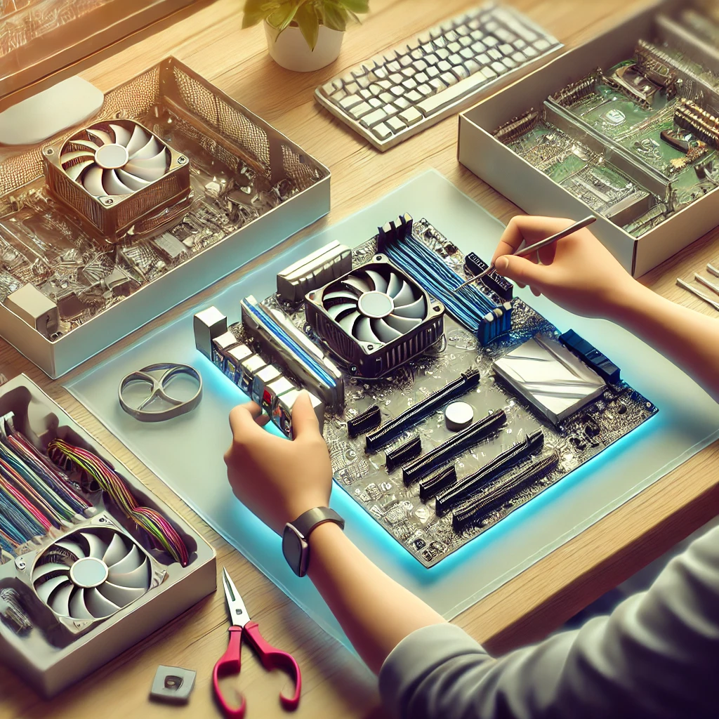 Internal components of a custom-built PC
